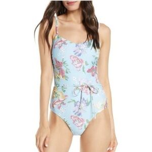Chelsea28 Easy Retro Tie One Piece Floral Pastel Swimsuit | Size Small